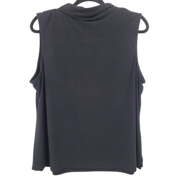 JM Studio Sleeveless Stretch Black Top Neck Tie Plus Size 2X Career Cocktail - Picture 2 of 8